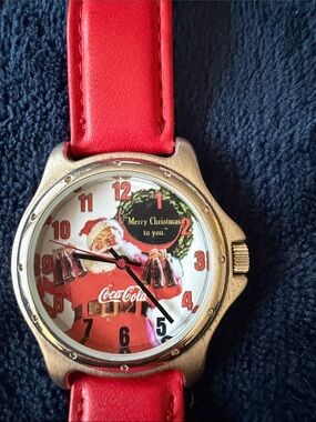 Coca-Cola 2001 Santa Dial Watch with Red Strap